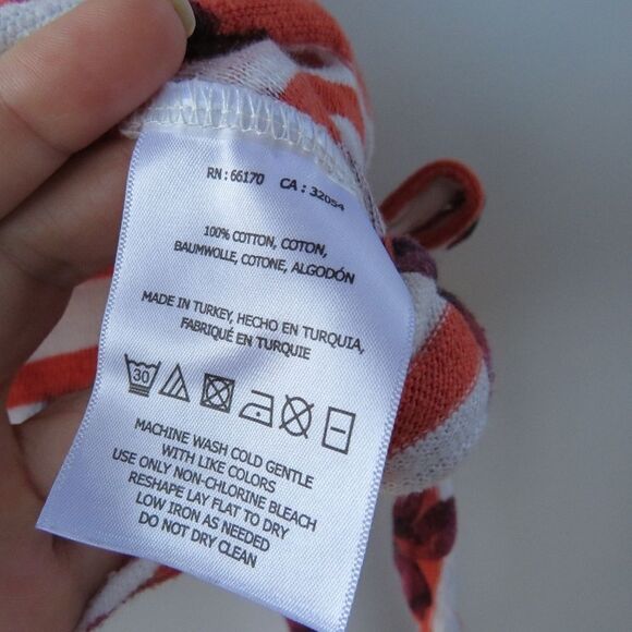 Anthro Postmark Women Size Small Red Navy Blue Striped Floral Side Tie Top - Picture 12 of 13